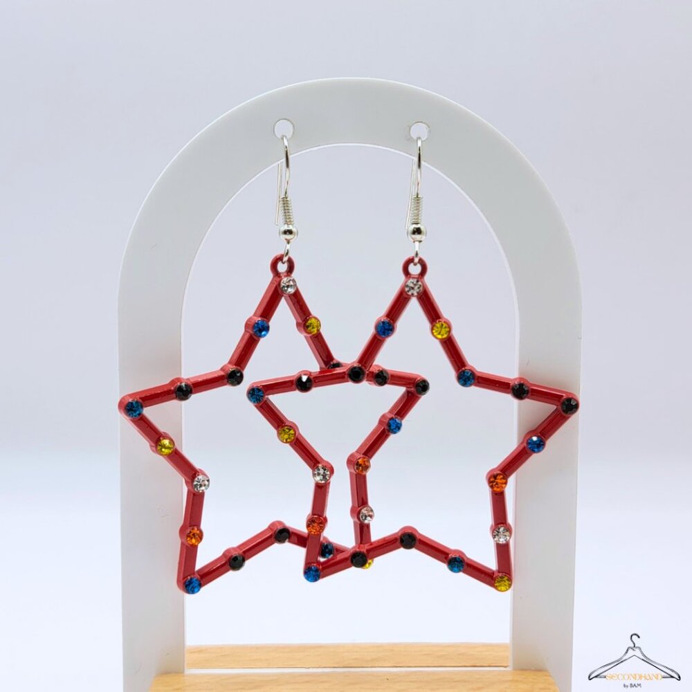 Red Star Dangle Earrings